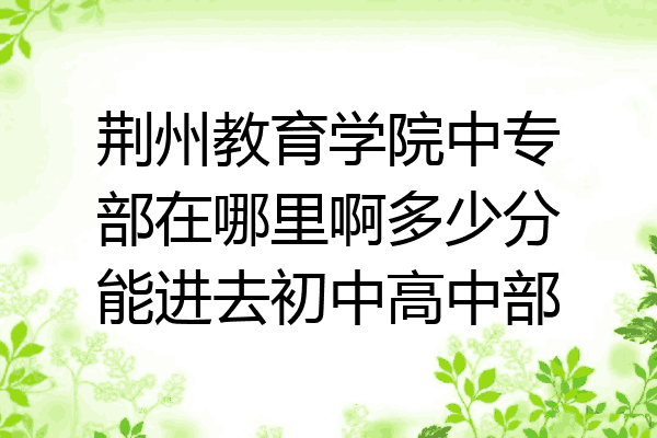 荆州教育学院中专部在哪里啊多少分能进去初中高中部