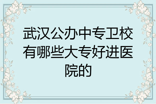 武汉公办中专卫校有哪些大专好进医院的