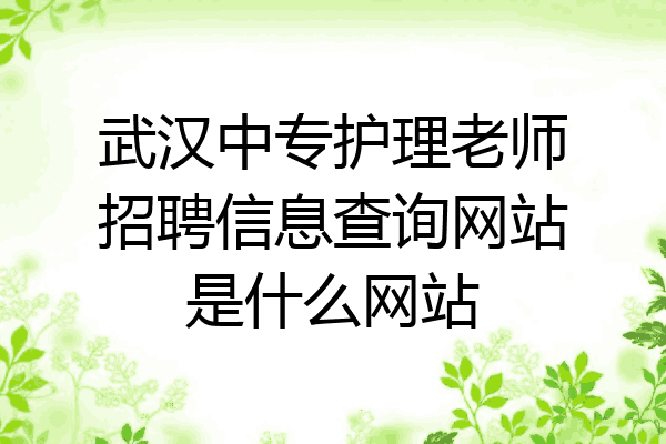 武汉中专护理老师招聘信息查询网站是什么网站