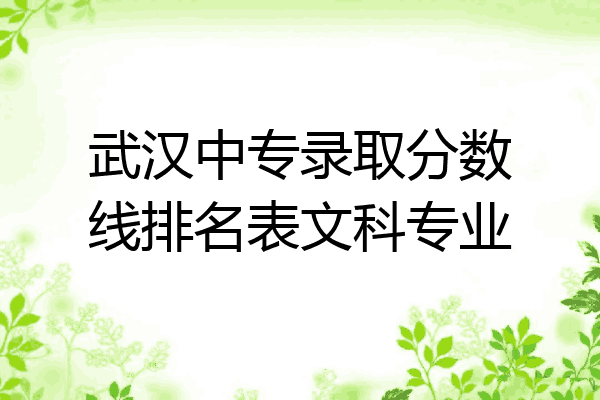 武汉中专录取分数线排名表文科专业