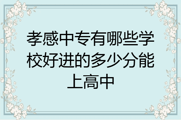孝感中专有哪些学校好进的多少分能上高中