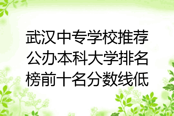 武汉中专学校推荐公办本科大学排名榜前十名分数线低