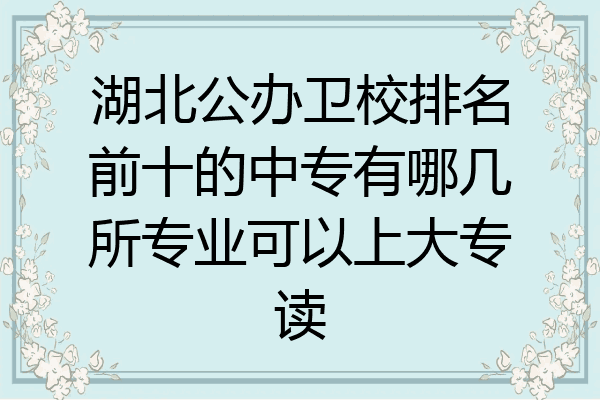 湖北公办卫校排名前十的中专有哪几所专业可以上大专读