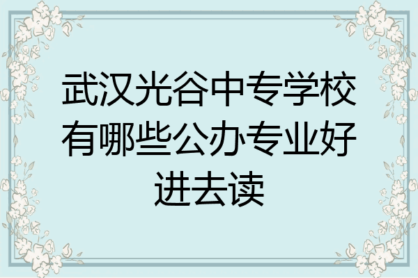 武汉光谷中专学校有哪些公办专业好进去读