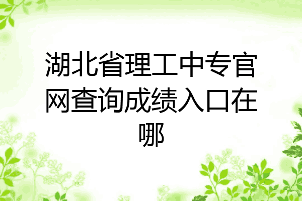 湖北省理工中专官网查询成绩入口在哪