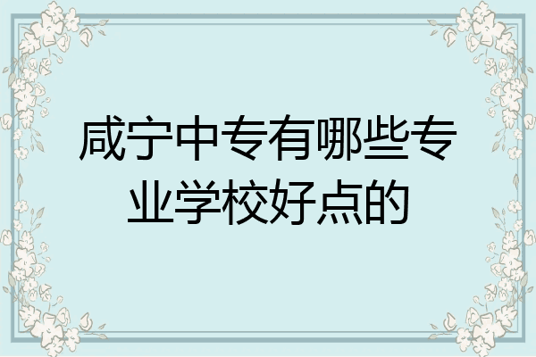 咸宁中专有哪些专业学校好点的