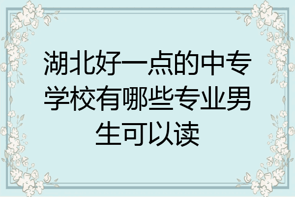 湖北好一点的中专学校有哪些专业男生可以读