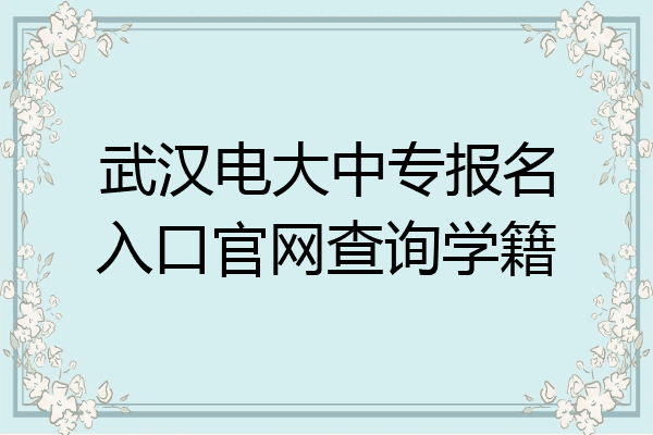 武汉电大中专报名入口官网查询学籍