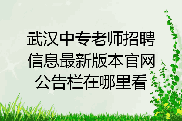 武汉中专老师招聘信息最新版本官网公告栏在哪里看