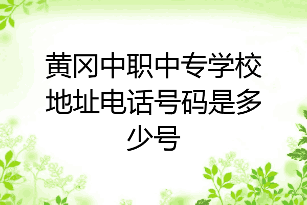黄冈中职中专学校地址电话号码是多少号