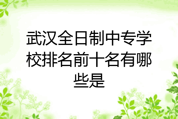 武汉全日制中专学校排名前十名有哪些是