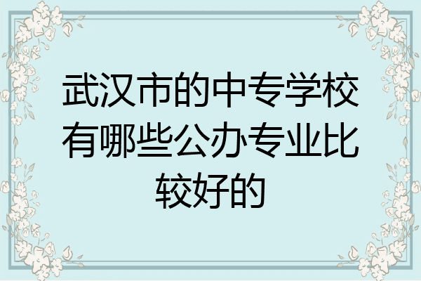 武汉市的中专学校有哪些公办专业比较好的