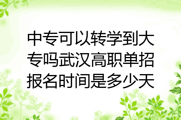 中专可以转学到大专吗武汉高职单招报名时间是多少天