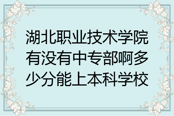 湖北职业技术学院有没有中专部啊多少分能上本科学校