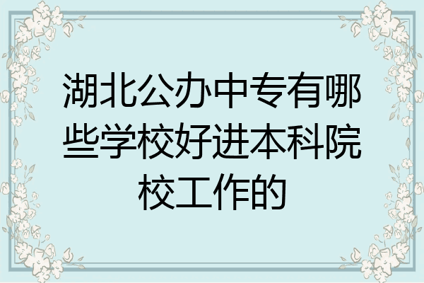 湖北公办中专有哪些学校好进本科院校工作的