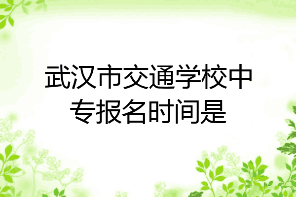 武汉市交通学校中专报名时间是