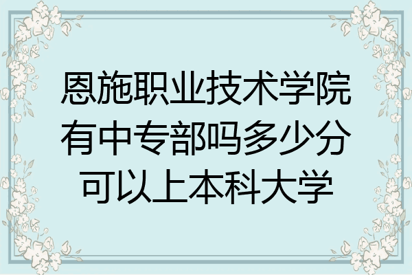 恩施职业技术学院有中专部吗多少分可以上本科大学
