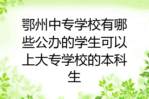 鄂州中专学校有哪些公办的学生可以上大专学校的本科生