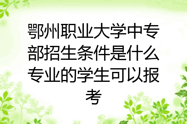 鄂州职业大学中专部招生条件是什么专业的学生可以报考