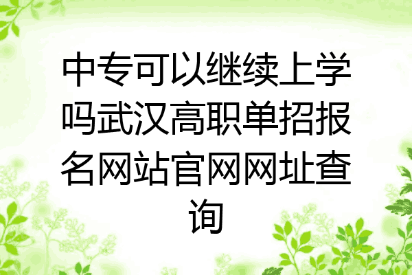 中专可以继续上学吗武汉高职单招报名网站官网网址查询