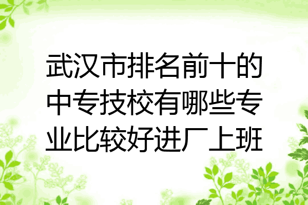 武汉市排名前十的中专技校有哪些专业比较好进厂上班