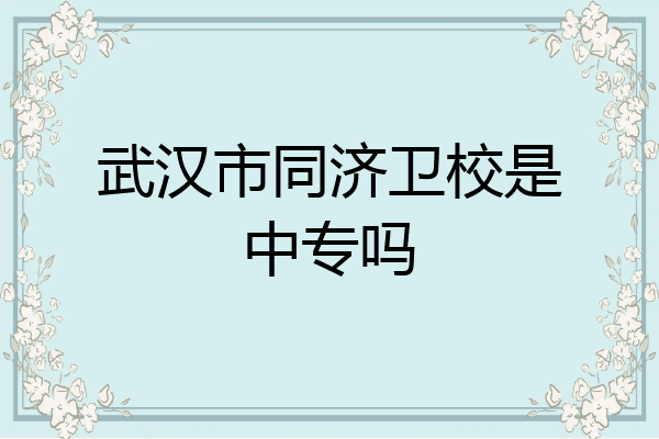 武汉市同济卫校是中专吗