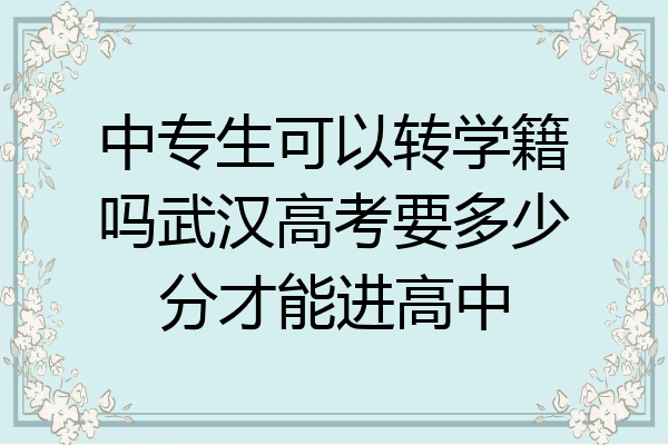 中专生可以转学籍吗武汉高考要多少分才能进高中