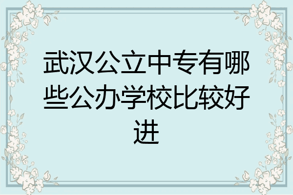 武汉公立中专有哪些公办学校比较好进