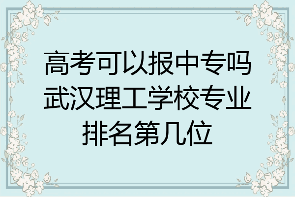 高考可以报中专吗武汉理工学校专业排名第几位