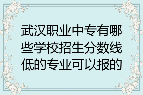 武汉职业中专有哪些学校招生分数线低的专业可以报的