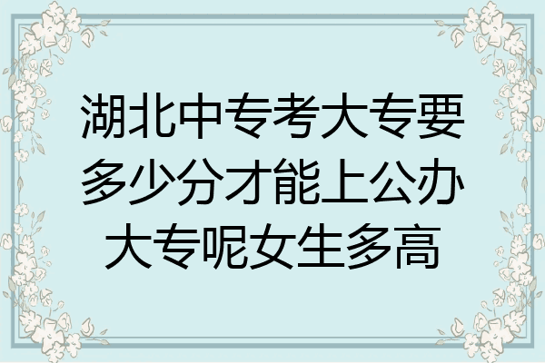 湖北中专考大专要多少分才能上公办大专呢女生多高