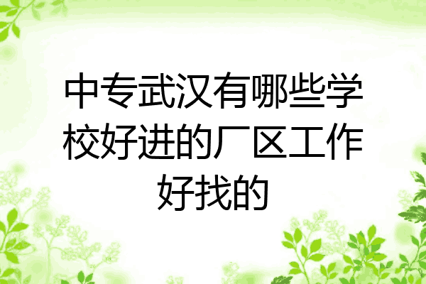 中专武汉有哪些学校好进的厂区工作好找的