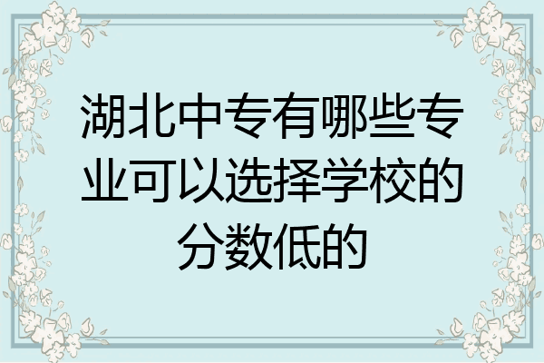 湖北中专有哪些专业可以选择学校的分数低的