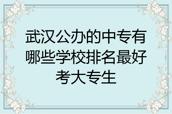 武汉公办的中专有哪些学校排名最好考大专生