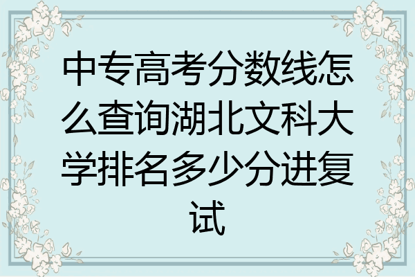 中专高考分数线怎么查询湖北文科大学排名多少分进复试