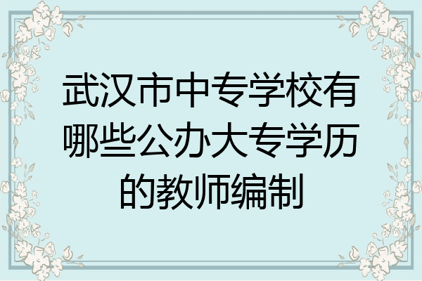 武汉市中专学校有哪些公办大专学历的教师编制