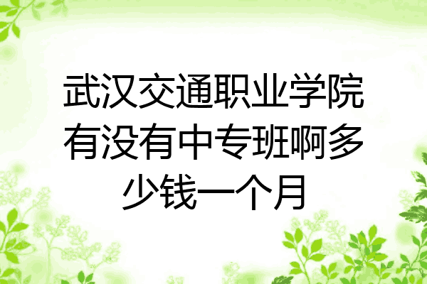 武汉交通职业学院有没有中专班啊多少钱一个月