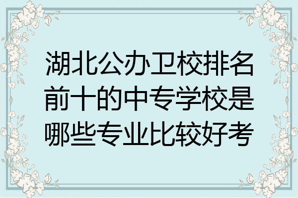 湖北公办卫校排名前十的中专学校是哪些专业比较好考