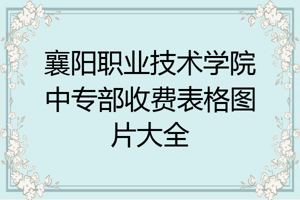 襄阳职业技术学院中专部收费表格图片大全