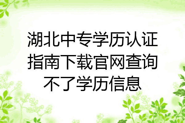 湖北中专学历认证指南下载官网查询不了学历信息