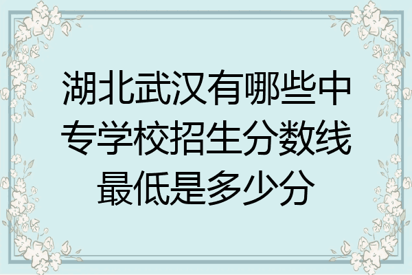 湖北武汉有哪些中专学校招生分数线最低是多少分