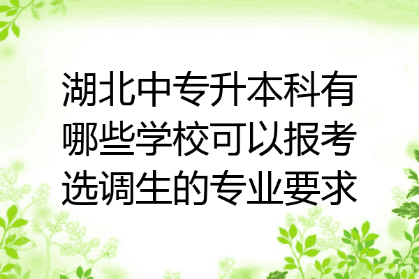 湖北中专升本科有哪些学校可以报考选调生的专业要求
