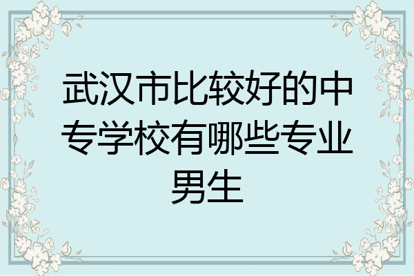 武汉市比较好的中专学校有哪些专业男生