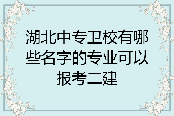 湖北中专卫校有哪些名字的专业可以报考二建