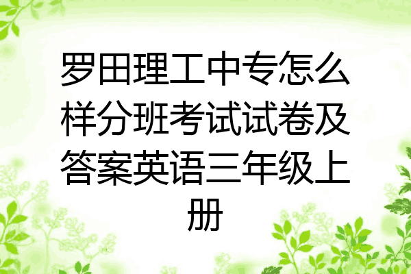 罗田理工中专怎么样分班考试试卷及答案英语三年级上册