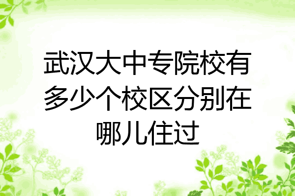 武汉大中专院校有多少个校区分别在哪儿住过