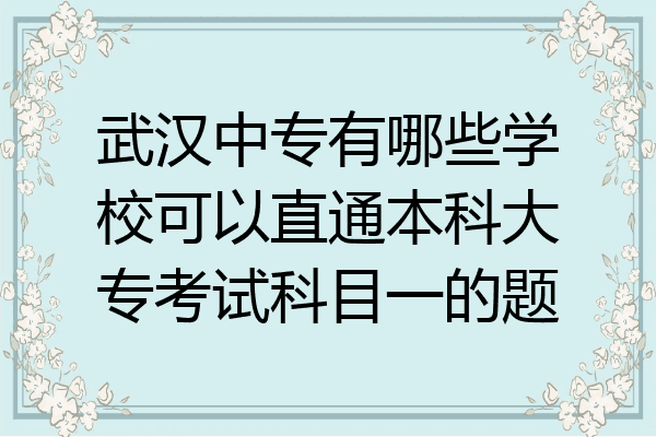 武汉中专有哪些学校可以直通本科大专考试科目一的题