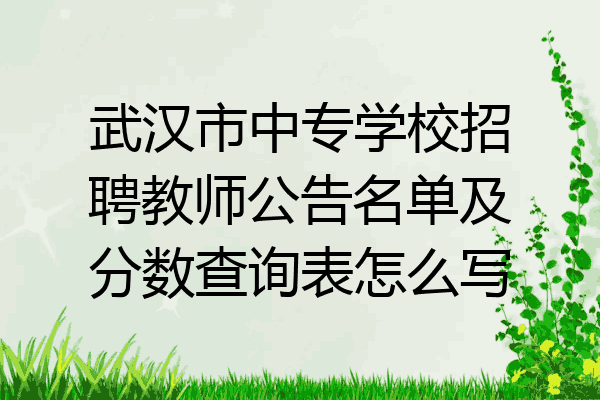 武汉市中专学校招聘教师公告名单及分数查询表怎么写