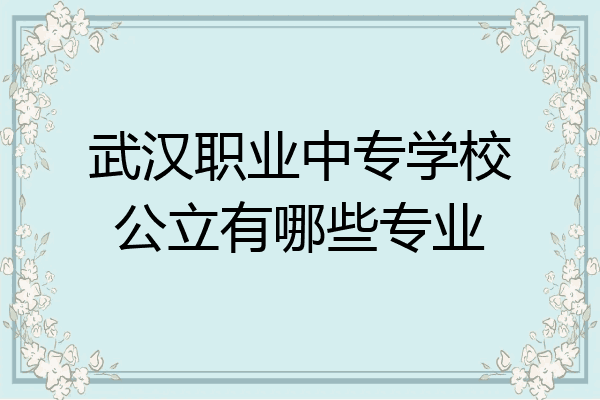 武汉职业中专学校公立有哪些专业