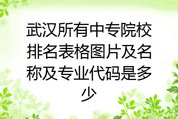 武汉所有中专院校排名表格图片及名称及专业代码是多少